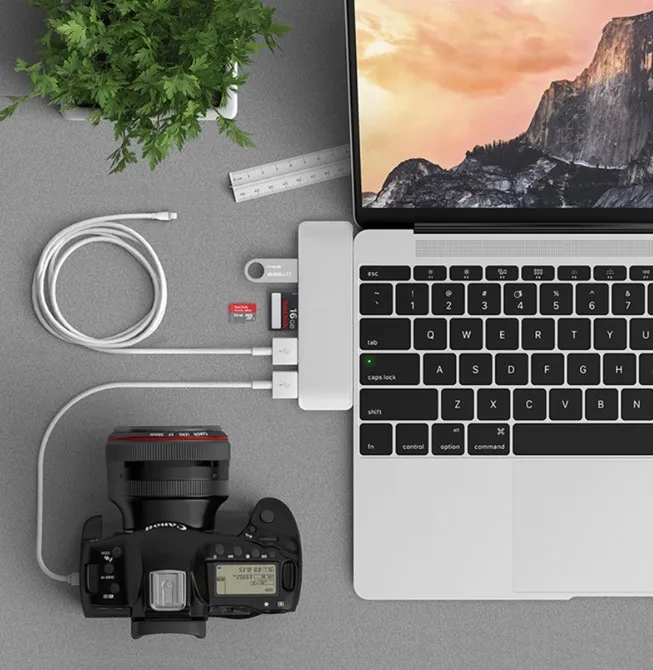 USB C концентратор Алюминиевый Мульти адаптер с 4K HDMI SD кард ридер type зарядный порт 3