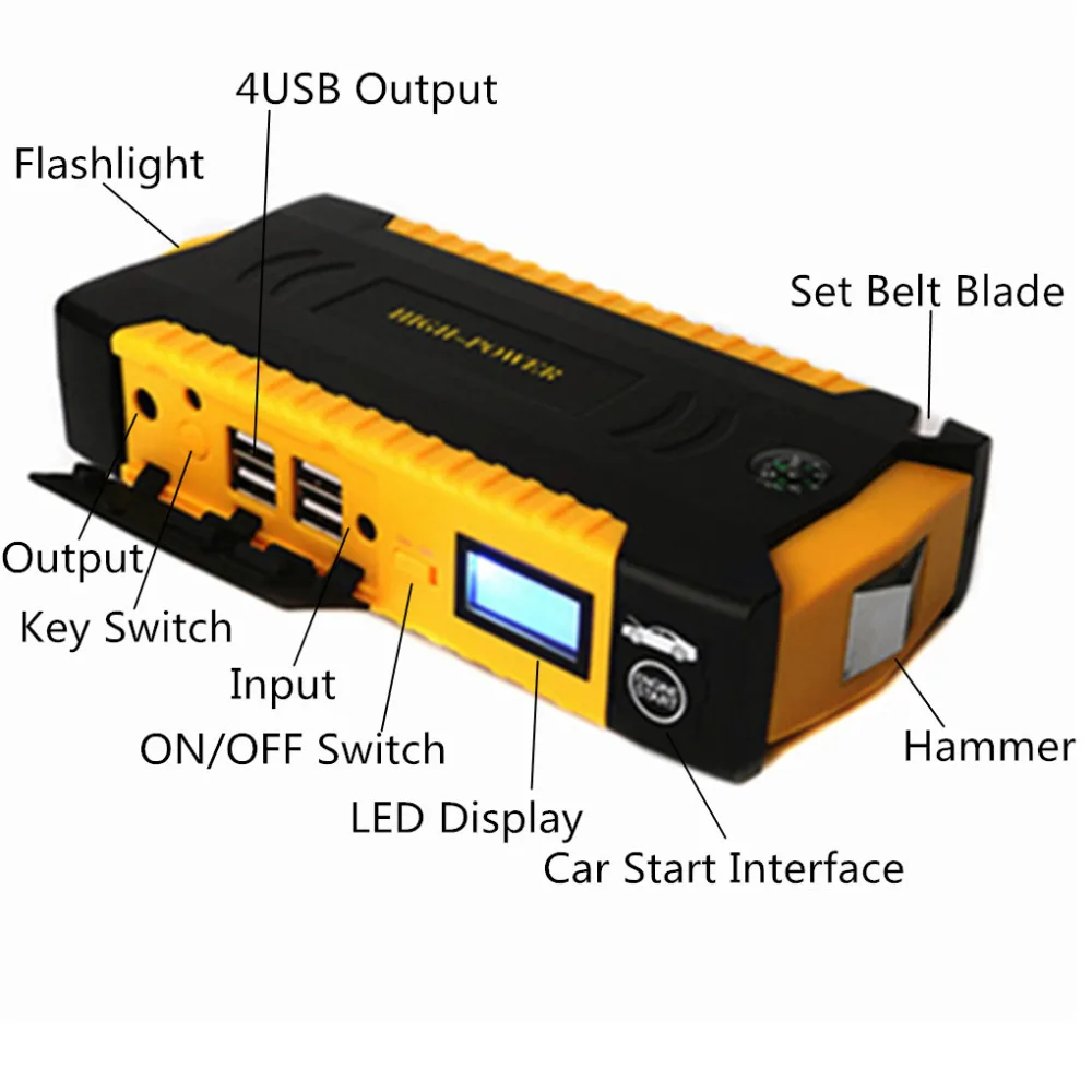 Russian Stock! Emergency 16000mAh Car Jump Starter 600A 12V Starting Device Portable Power Bank Car Starter For Car Battery Russian Stock! Emergency 16000mAh Car Jump Starter 600A 12V Starting Device Portable Power Bank Car Starter For Car Battery