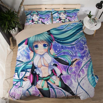 

Mxdfafa Anime Duvet Cover Sets Hatsune Miku Printed bedding set luxury Comforter Bed Set Include 1 Duvet Cover and 2 Pillowcase