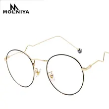 Круглые очки оправа Модные Женские однотонные искажение металла оправы для очков Близорукость очки