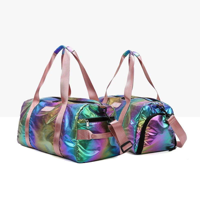 Лазерные красочные дорожные сумки для фитнеса, женская сумка для спортзала, женская сумка для переноски багажа, легкая сумка-тоут, водонепроницаемая сумка для тренировок, XA767WB