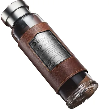 

Creative Brief Portable Water Bottles Heat Resisting Glass Bottle with Lid Driect Drinkare Magic Bottle Clear 550ml