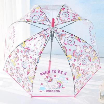 Paraguas de unicornio para mujer, sombrilla resistente al viento, de mango largo, con dibujos animados bonitos, para sol y lluvia Hogar y jardín