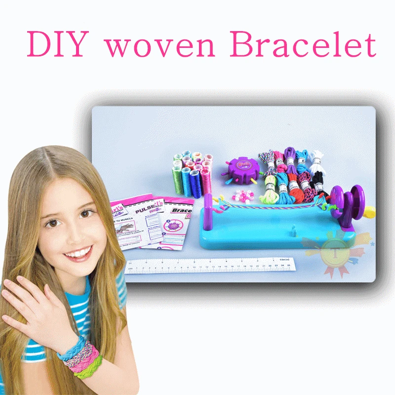 

2 in 1 Girl's DIY Hand Rope Set Fashionable Stretchy Bracelet Braiding Knitting Rope for Children birthday gift toys