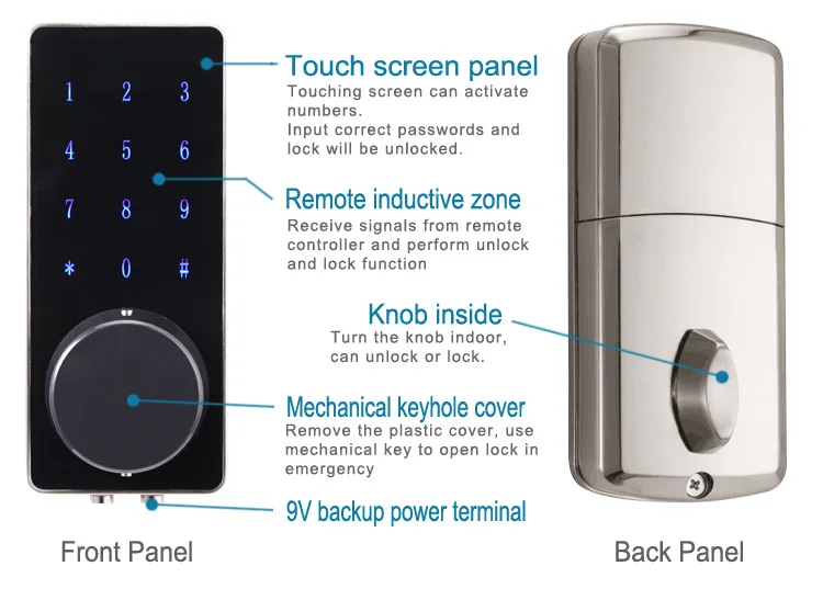 Smart Bluetooth Door Lock with Touch Screen Password and Mobile APP-11