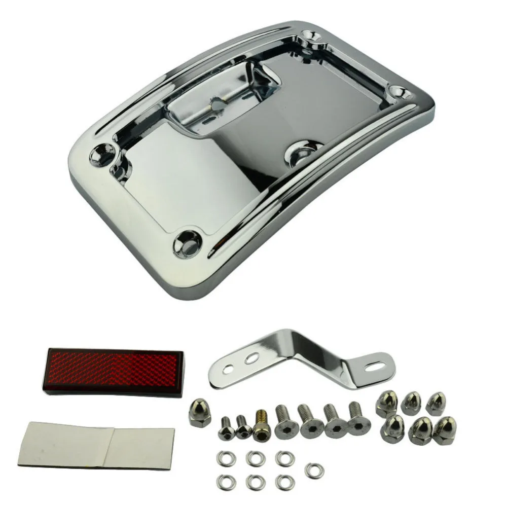 Aluminum Laydown Curved License Plate Mount Bracket for Harley FLSTSC