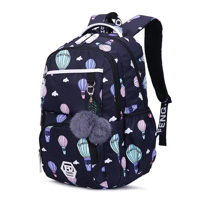 

School Bags School Backpack For Teenage Girl Korean Style Printing Backpack Schoolbag Fur Ball Decoration Children Bag Girl Gift