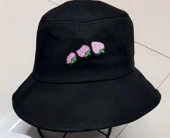 Bnaturalwell Kids Summer Floral Print Bucket Hat Panama Cotton Baby Cap Sun Beach Cap for Girl Brim Sun Hats 1.5-3 years H020D - Цвет: H020D  Black