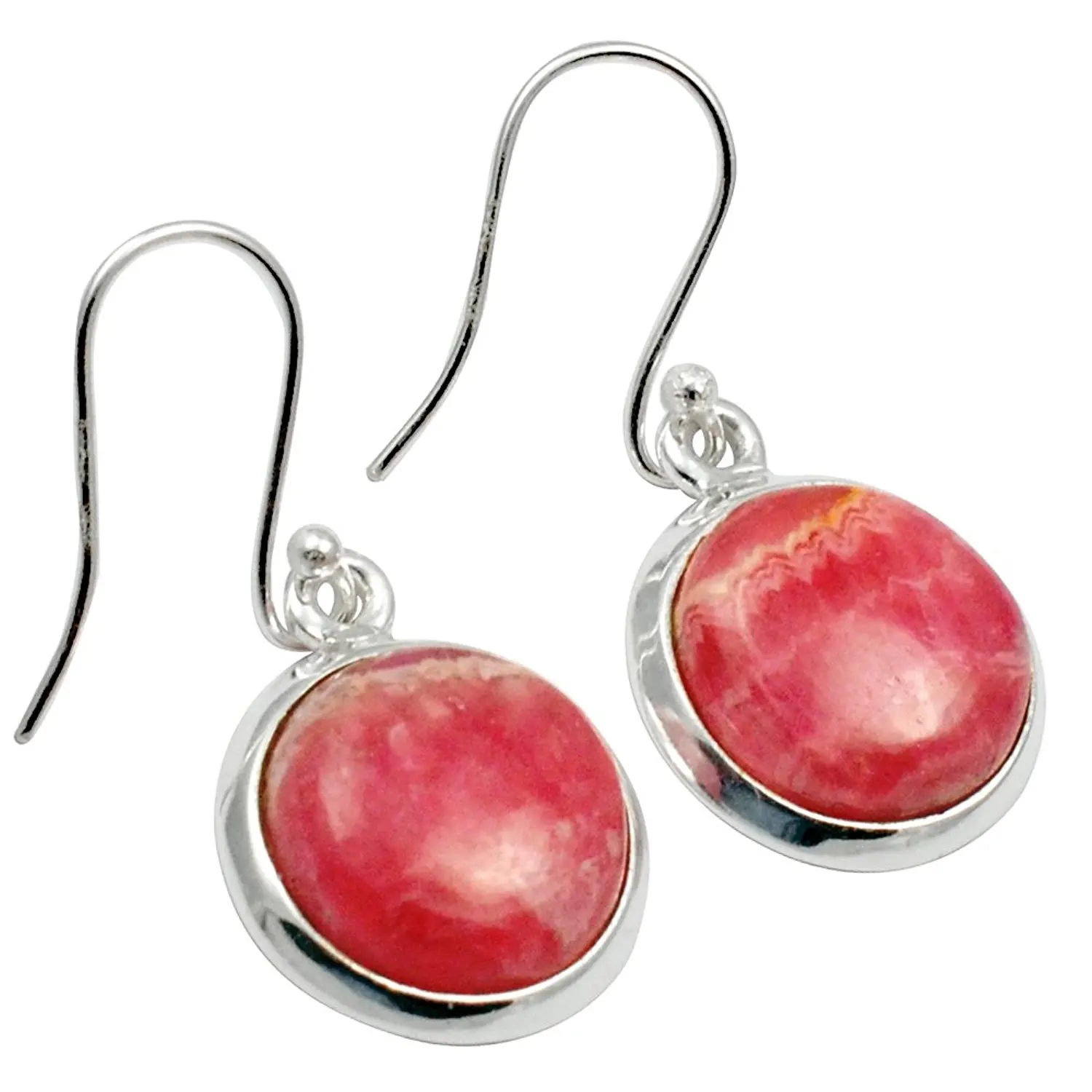 

Lovegem Genuine Rhodocherosite EARRINGS 925 Sterling Silver, 34mm, AE2045