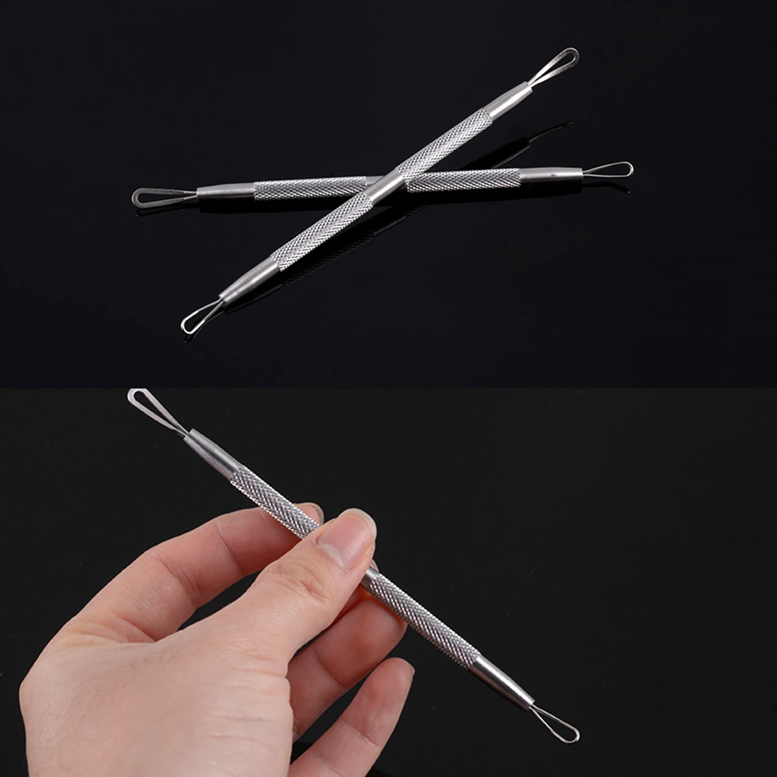 

Blackhead Pimple Remover Stainless Steel Antibacteria Acne Removal Silver Needle 1PC Dual-head Loop Comedone Blemish Extractor