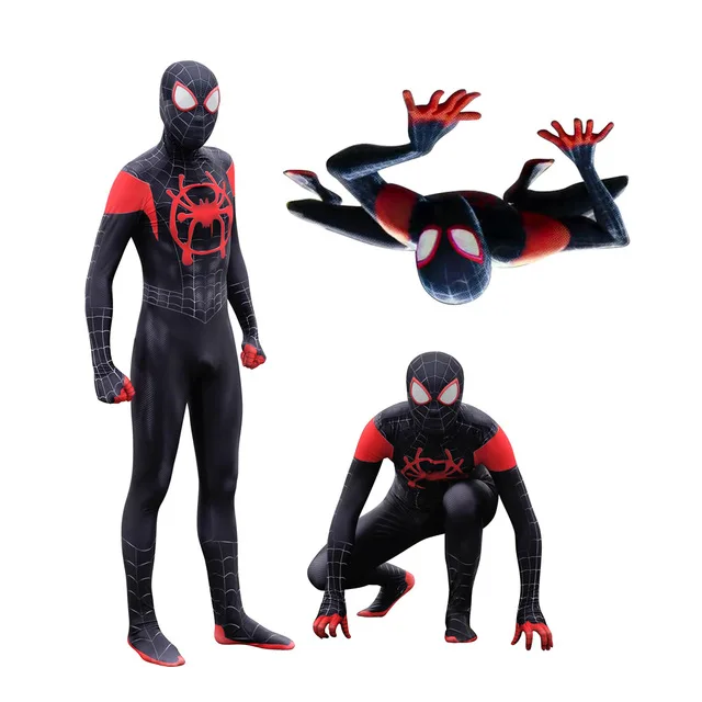 

Spider-Man Into the Spider-Verse Miles Morales Cosplay Costume Zentai Spiderman Pattern Bodysuit Suit Jumpsuits Adult Men Kids