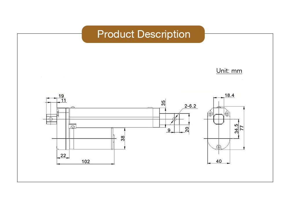 Electric Linear Actuator DC 12V 750N Progressive Electric Stroke Linear Actuator 50mm, 100mm, 150mm, 200mm, 250mm, 300mm