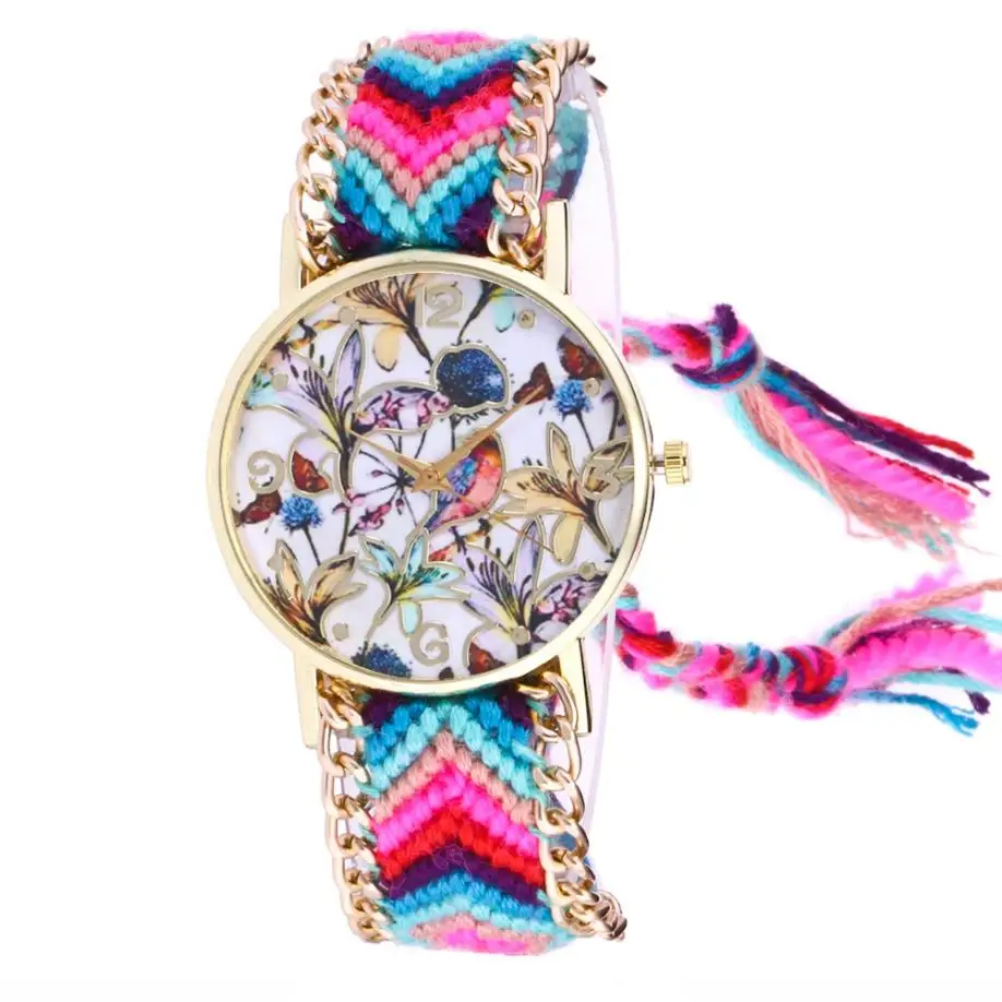 

2018 Hot Sale Women Watches Flower Knitted Weaved Rope Band Bracelet Quartz Dial WristWatch Fashion Luxury New relogio feminino