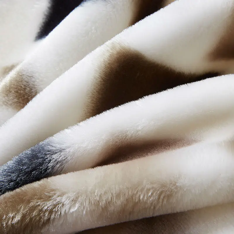 Супер мягкое пушистое теплое Норковое одеяло Raschel с принтом в полоску и зебровую кожу, двуспальный слой, зимнее одеяло s