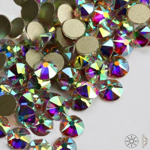 

Free Shipping AAA New Faced (8 big + 8 small) ss16 (3.8-4.0mm) Crystal AB Nail Art Glue On Non-hotfix Rhinestones