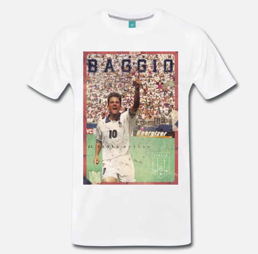 

T-SHIRT ROBERTO BAGGIO FIORENTINA JUVE CALCIO VINTAGE ANNI 80 3 S-M-L-XL-2XL-3XL