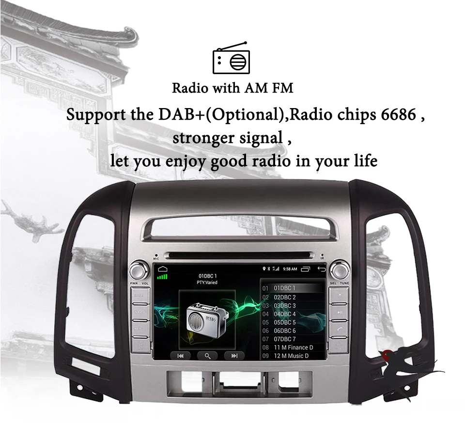 Excellent Octa Core Android 9.0 Car DVD for Hyundai Santa Fe 2007 - 2010 -2012 Radio Navi gps player 64GB+4GB 3/4G SIM Tape Recorder PC 5