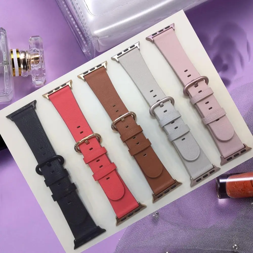 

Apple Watch Band 38mm 42mm/40mm 44mm,Leather iwatch bracelet Series 1 2 3 4 Replacement Strap Wristbands Band For Apple Watch
