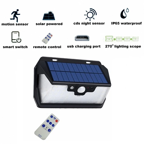 Новое поступление 55/96 светодиодов Солнечный Ligt пульт дистанционного управления радар Солнечная лампа pir датчик движения лагеря открытый сад двора аварийная безопасность