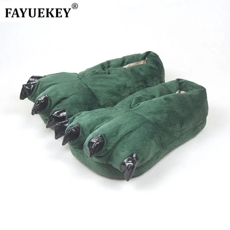

FAYUEKEY Winter Children Home Warm Paw Plush Thermal Cotton Soft Funny Animal Christmas Monster Claw Slippers Indoor Floor Shoes