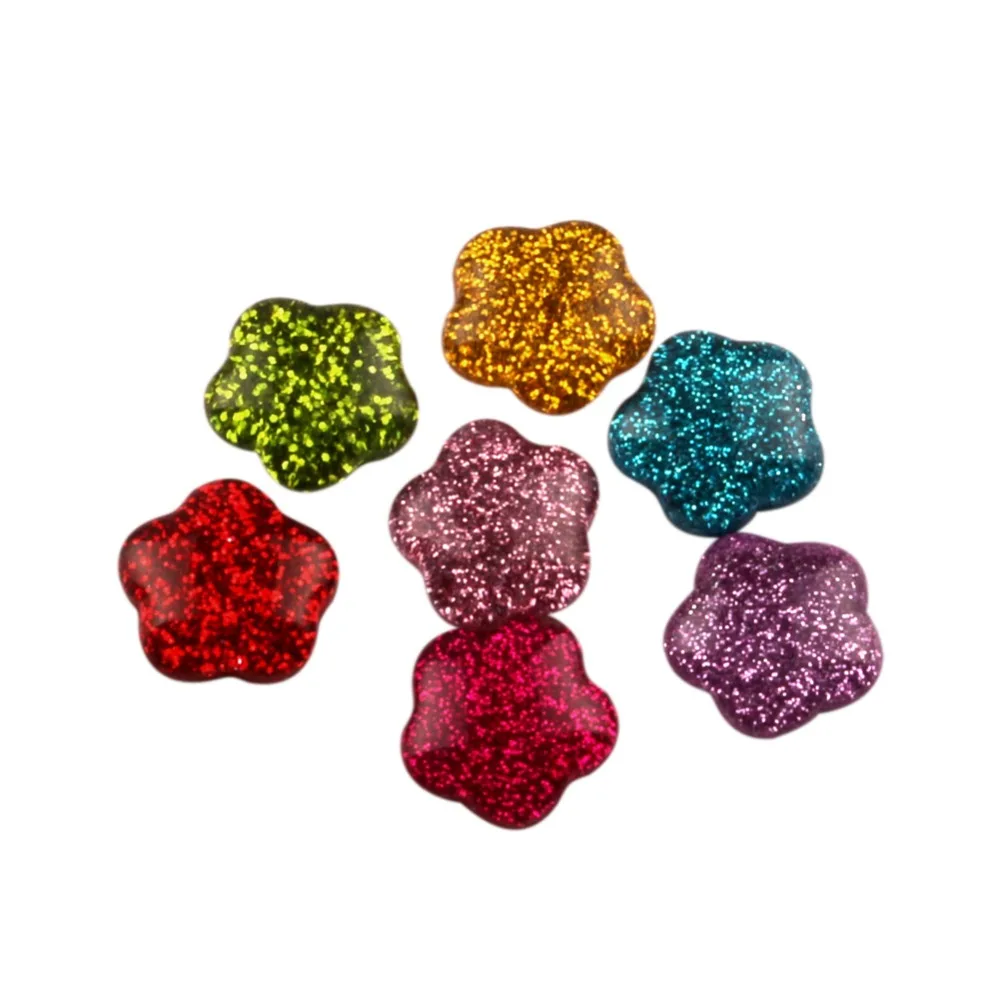 

30Pcs Mixed Resin Bling Glitter Flower 16mm Cabochon Flatback Decoration Crafts Embellishments For Scrapbooking Diy Accessories