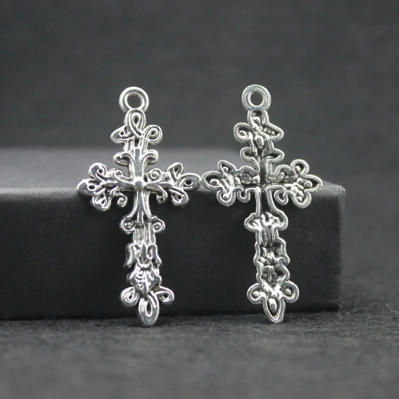 Filigree Religious Cross Charms Pendants Metal Zinc Alloy Trendy