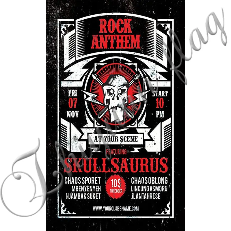 

rock anthem Flag WITH skull Outdoor Banner Flag custom polyester banner 90x150cm