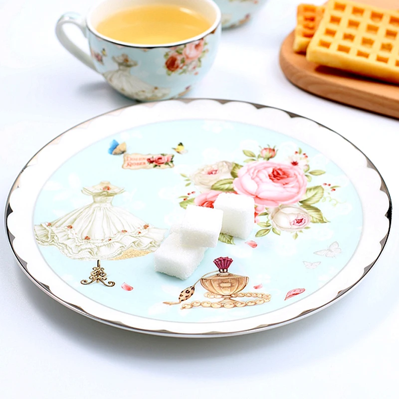 8 Inch Ceramic Plate Europe Elegant Bone China Cake Dishes & Plates Floral Porcelain Fruit Dessert Tray Dining Plates Dinnerware (3)
