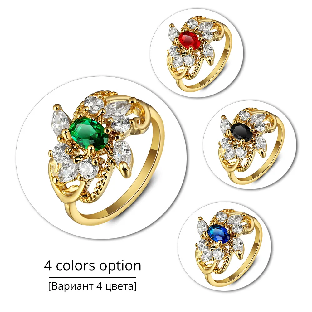 Trendy Colorful Party Accessories Gold Color Cubic Zirconia Women Ring New 2016 Best Gift for Women (JewelOra RI101851)