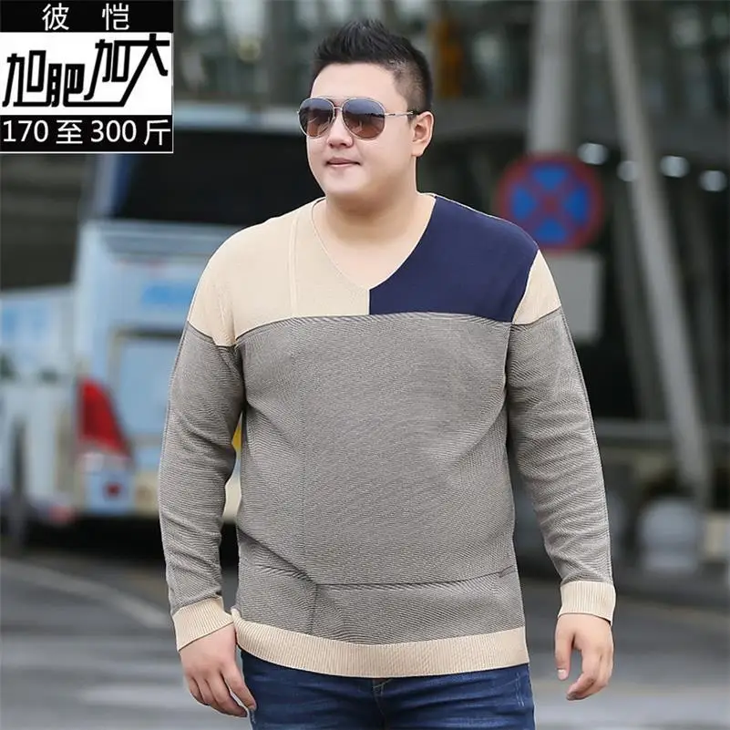 Большие размеры 8XL9XL осень-зима толстый теплый свитер Для мужчин трикотажные Кашемир Шерсть пуловер Для мужчин модный пэчворк v-образным вырезом тянуть Homme - Цвет: 1