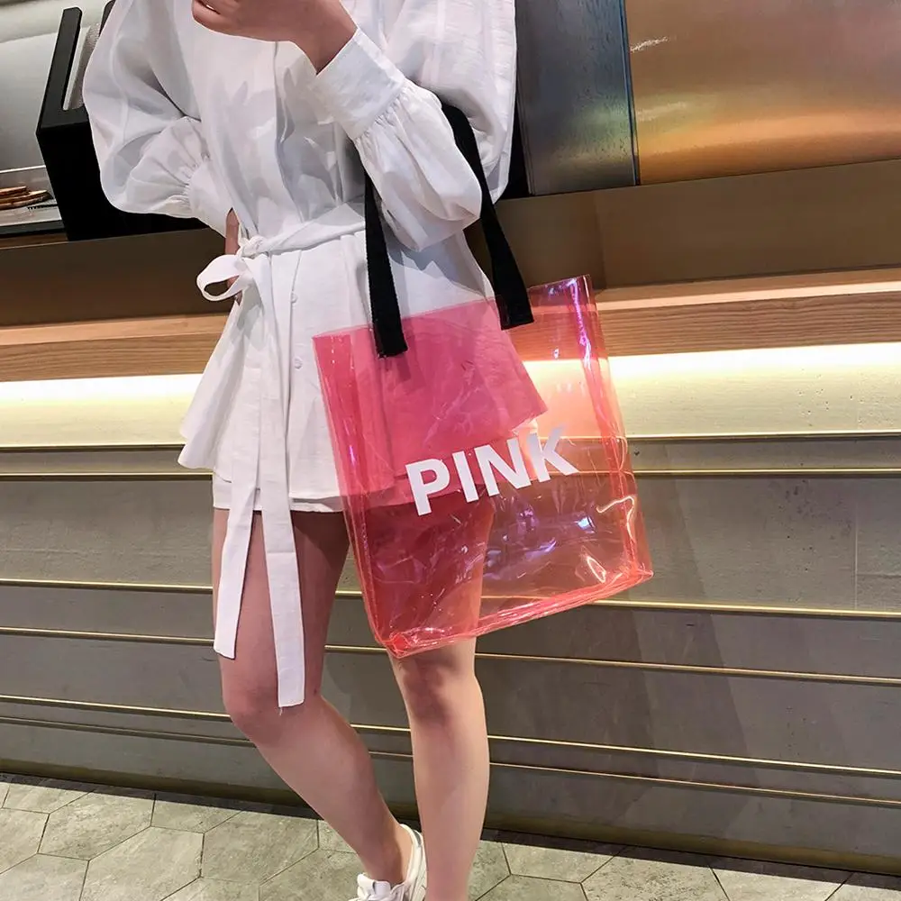 هلام شفاف أكياس التسوق البلاستيكية اليد النسائية حقيبة كتف الشاطئ السفر حقائب كيس من دوس Bolsas الأنثوية موهير Sac هلام شفاف أكياس التسوق البلاستيكية اليد النسائية حقيبة كتف الشاطئ السفر حقائب كيس من دوس Bolsas الأنثوية موهير Sac