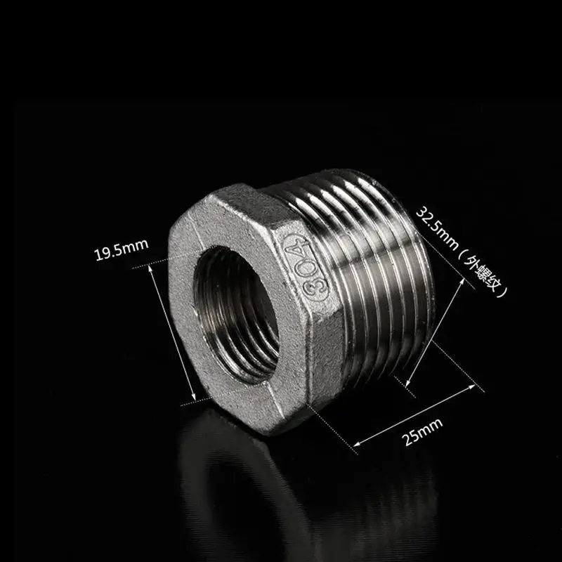 

1/2" to 1" BSP Thread Bushing Fill 304 Stainless Steel Core Joint Pipe Fitting Hose Straight Connector