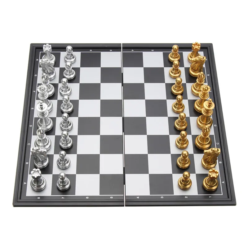 Шахматная игра из серебра и золота складные магнитные складные доски современный набор настольные игры развлекательные Обучающие игрушки