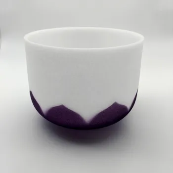 

HF 12 inches Frosted Crystal Singing Bowl WithChakra Symbol And Color Lotus CDEFGABC#
