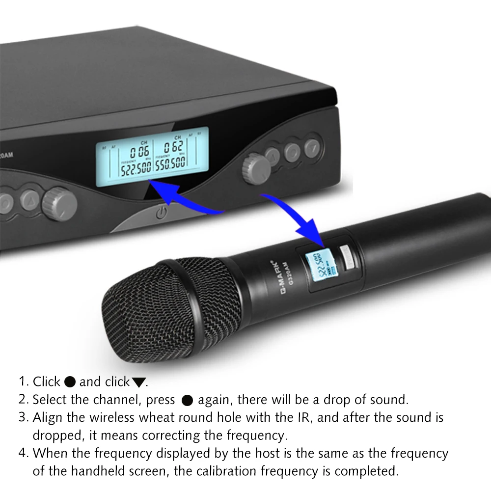 Быстрая G-MARK G320AM Беспроводная микрофонная система с регулируемой частотой Профессиональный UHF автоматический 2 ручной микрофон