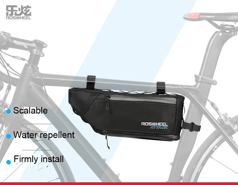 Flash Deal ROSWHEEL ATTACK 100% Waterproof Bicycle Bike Accessories Storage Front Frame Tube L35.5*W7*H14/24cm Black Bicycle Tube Bag 3 Flash Deal ROSWHEEL ATTACK 100% Waterproof Bicycle Bike Accessories Storage Front Frame Tube L35.5*W7*H14/24cm Black Bicycle Tube Bag 3