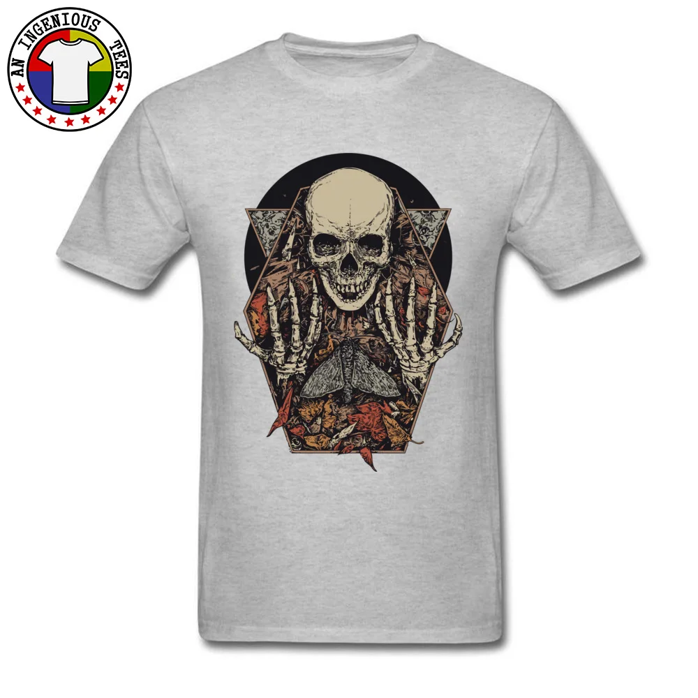Group Skeleton Skull O Neck T-shirts Summer/Autumn T Shirt Short Sleeve for Men Funny Pure Cotton Street T-Shirt Skeleton Skull grey