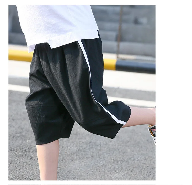 fashion 2018 cotton linen knee length boys pants kids loose trousers clothing children summer pants for teenage boys clothes (24)
