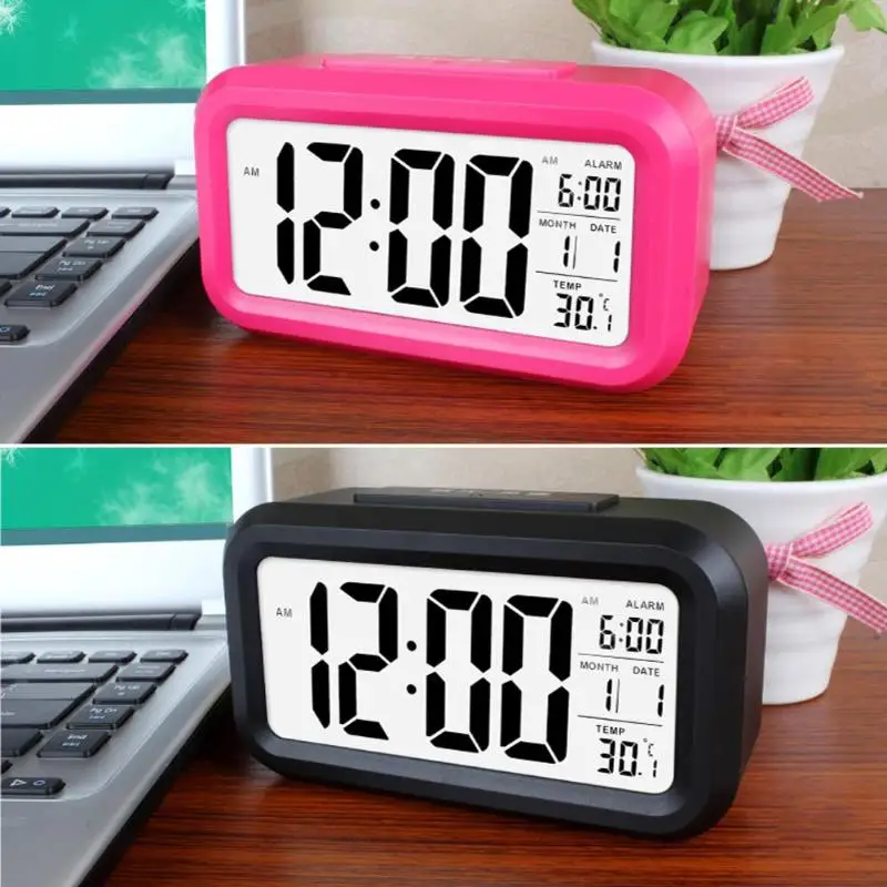 

Home Smart Temperature Mute Backlight Electronic Digital Alarm Clock LED Snooze Table Clock Wake Up Alarm Clock Home Decor