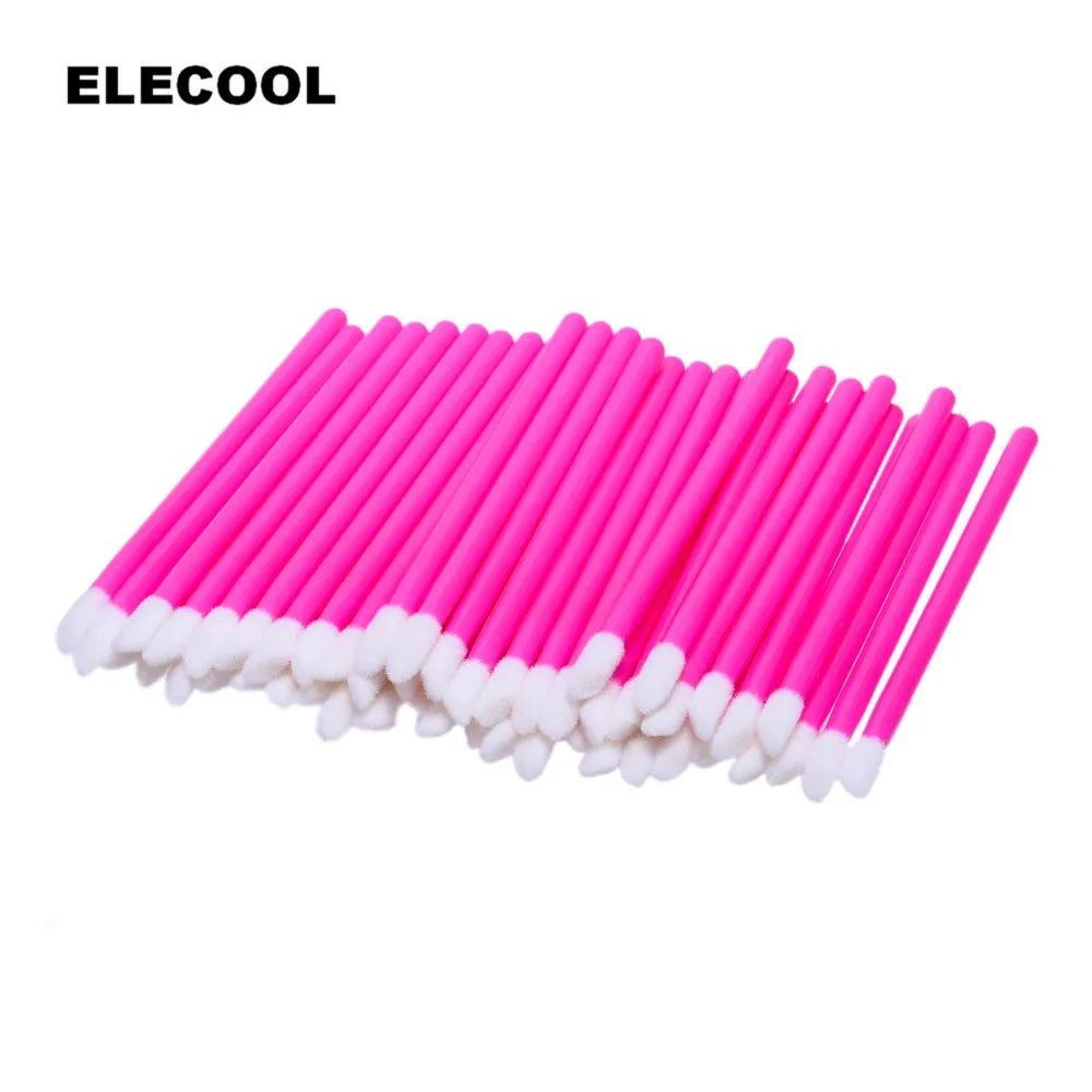 

ELECOOL 50pcs/lot Disposable Cosmetic Lip Brush Lipstick Gloss Wands Applicator maquillage mascara Brush Makeup Tool 4 Colors