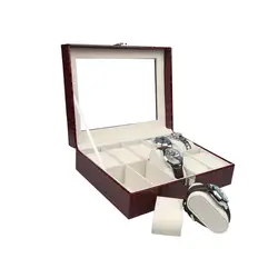 Роскошные часы Box 10 сетки Слоты кожаный чехол для хранения ювелирных изделий Организатор элегантный Часы коллекция подарки Органайзер Caja