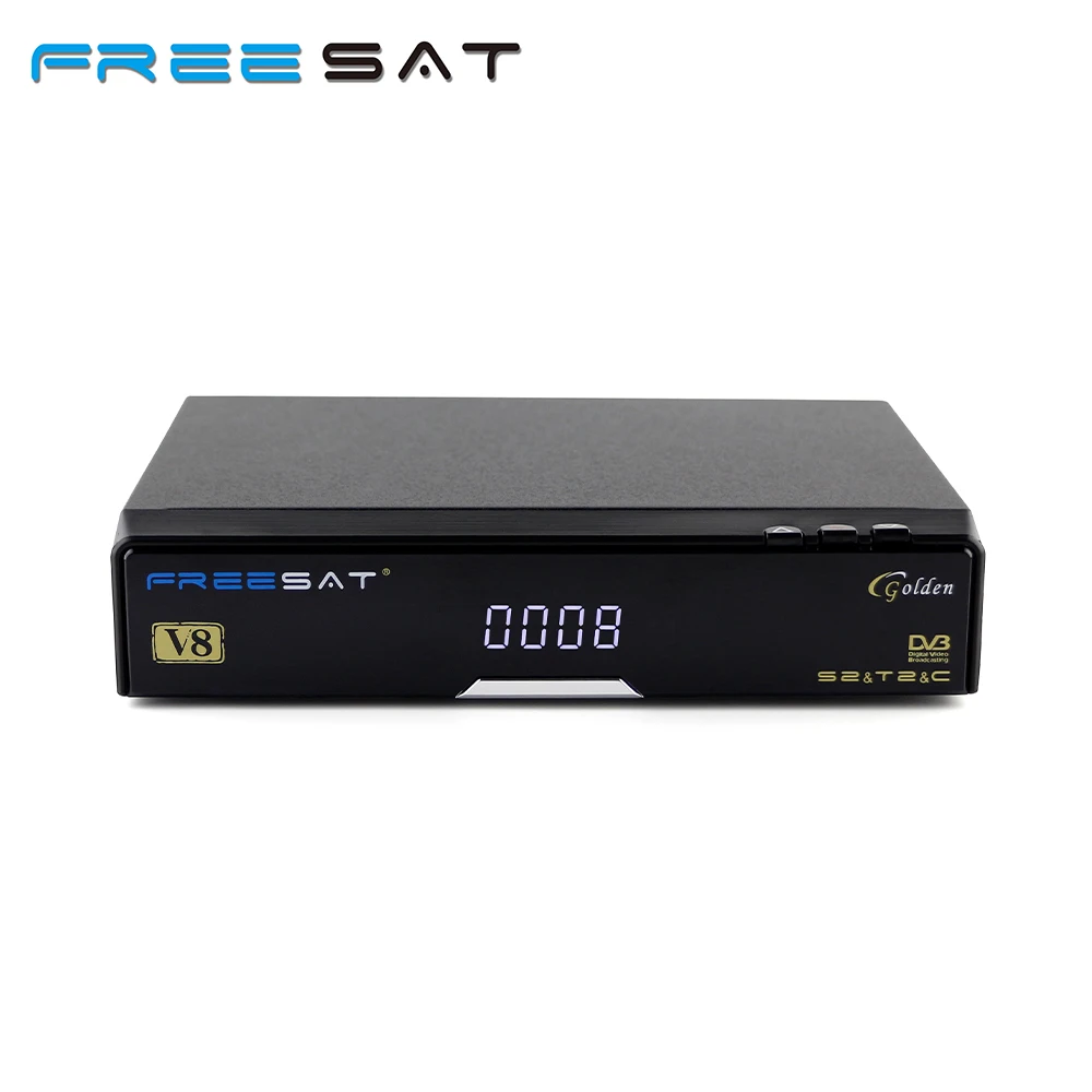 

10pcs FREESAT V8 Golden & USB Wifi DVB-S2 + T2 +C Satellite TV Combo Receiver Support PowerVu Biss Key Cccamd Newcamd USB Wifi