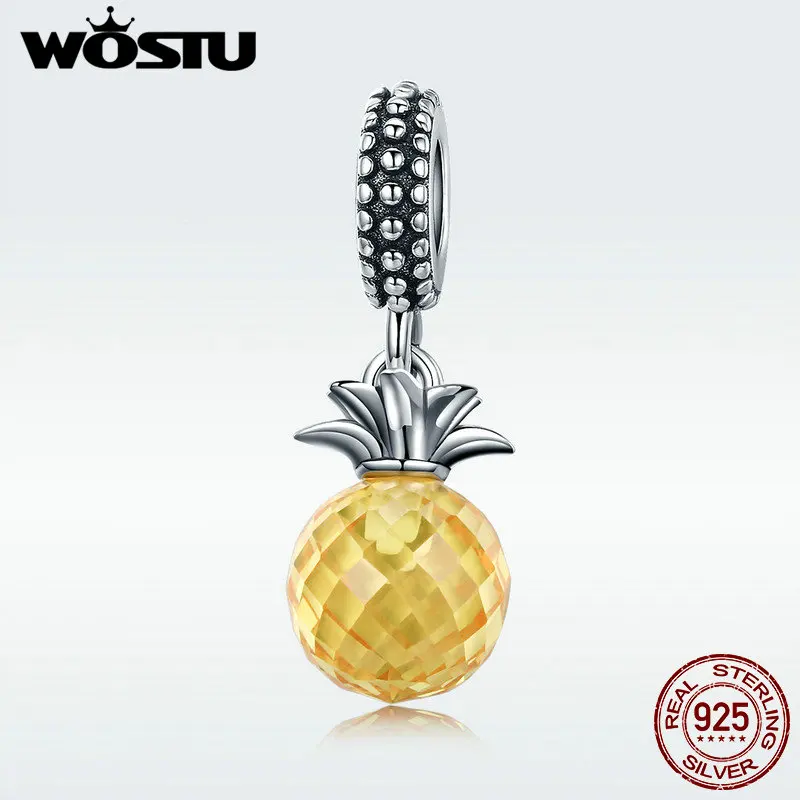 

WOSTU Hot Sale 925 Sterling Silver Radiant Pineapple Dangle Bead Fit Original WST Charm Bracelet Pendant Jewelry Gift DXC150
