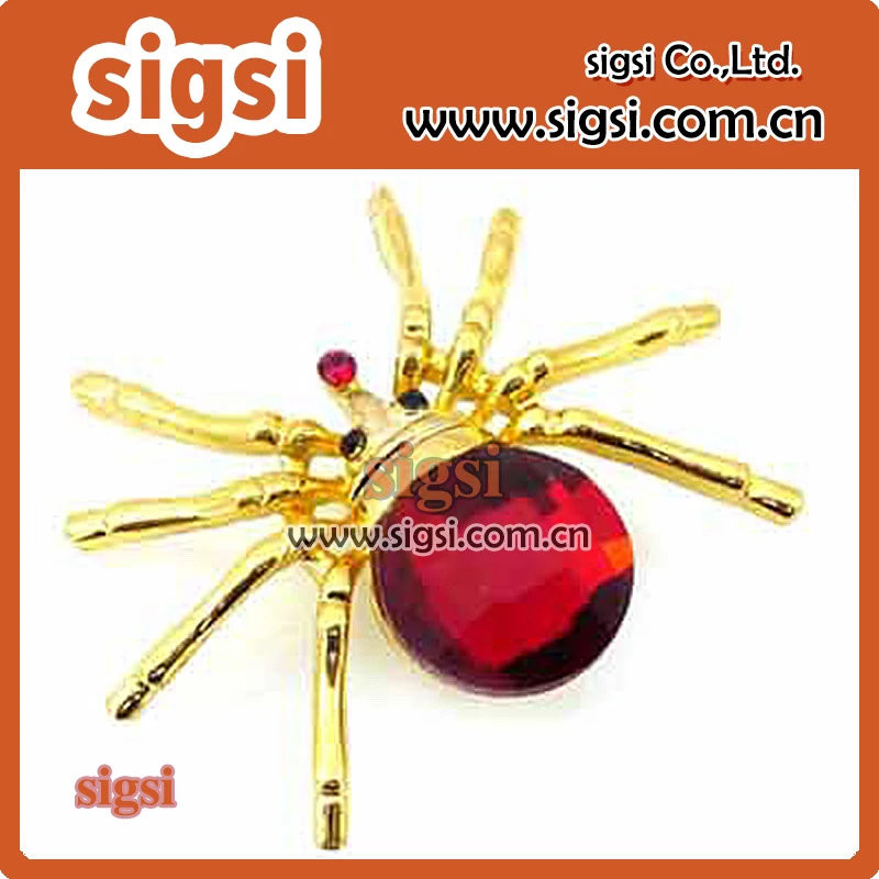 

100 шт оптом позолоченный Красный Паук Кристалл горный хрусталь животное брошь булавка для вечеринки