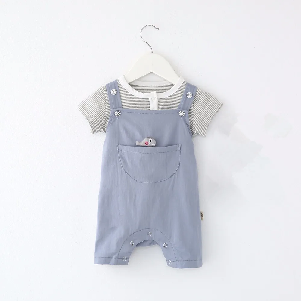 Летний ребенок рыбы одежда футболка+ поясом брюки для мальчиков комплект летней одежды Младенцы Дети Одежда для новорожденных девочек наряд