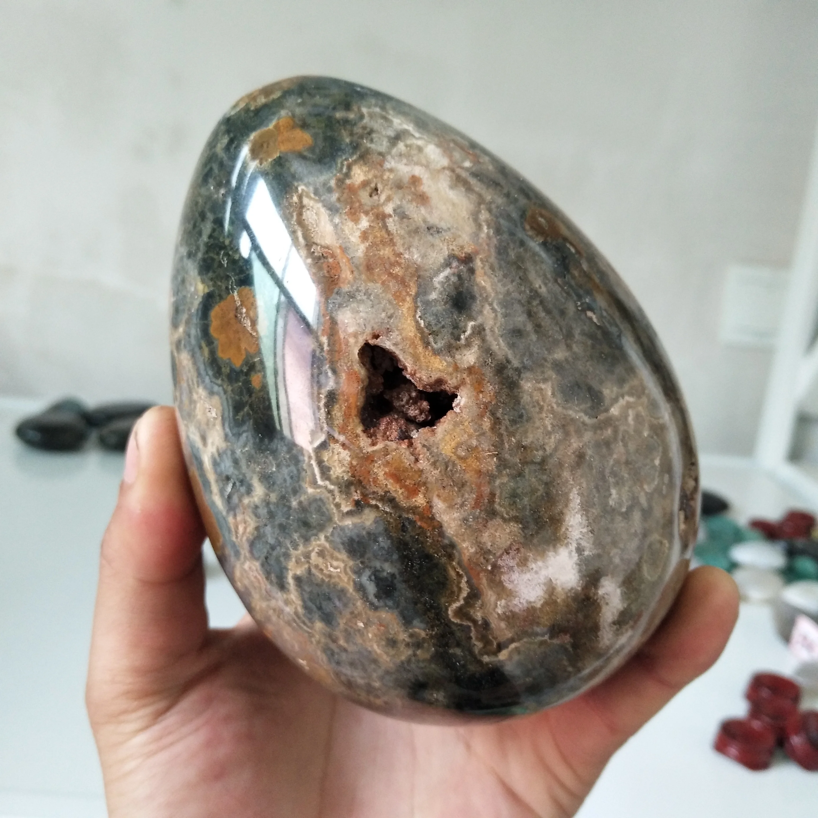 2pcs Oversized stone ocean jasper crystal egg home decoration feng shui chakra treatment crystals