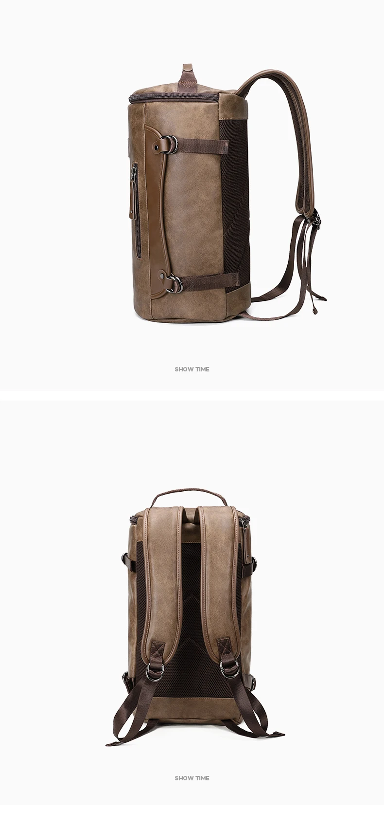 DIDE, новинка, кожаный мужской рюкзак для ноутбука, Mochila, винтажный, Повседневный, для путешествий, рюкзак, сумка, опрятный, школьный, цилиндрический дизайн