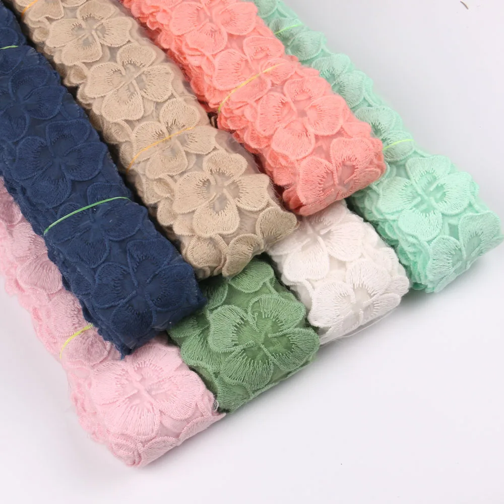 

2Yards Colorful Embroidered Lace Fabric Ribbon Tape 55MM Wide Lace Trim Sewing DIY Clothing Accessory wedding Appliqu Decoration