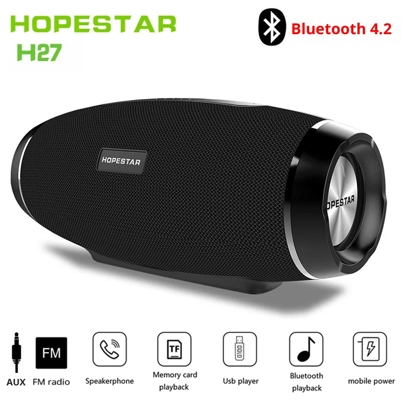 Hopestar wireless column bluetooth speaker stereo bass Subwoofer computer2.1 sound box waterproof FM radio USB Mp3 music boombox