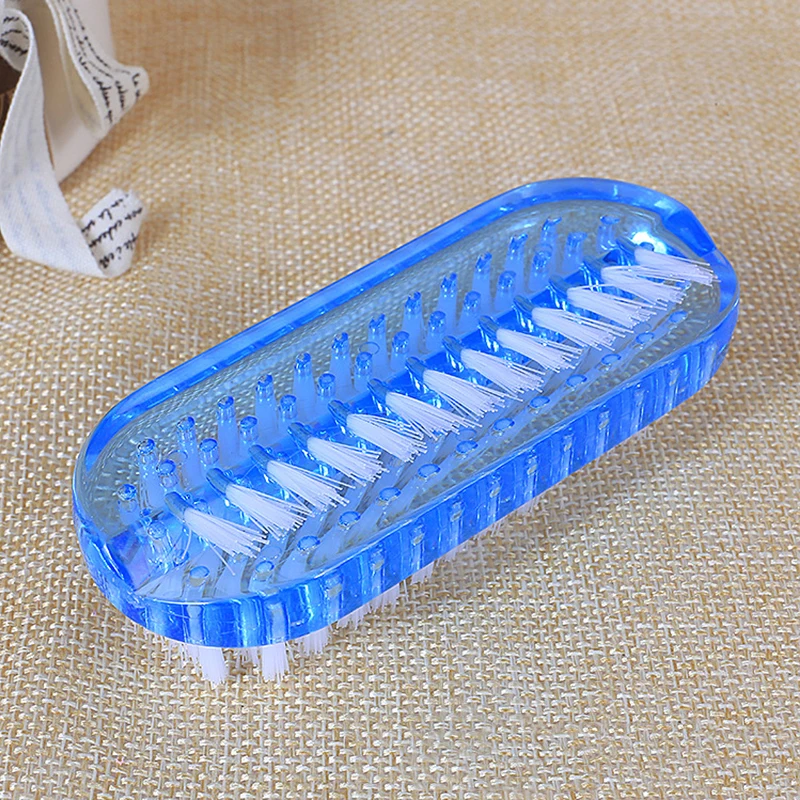 Shellhard 1pc Plastic Double Sided Nail Art Dust Brush Soft  Nail Cleaning Scrubbing Brush Random Color Manicure Tool